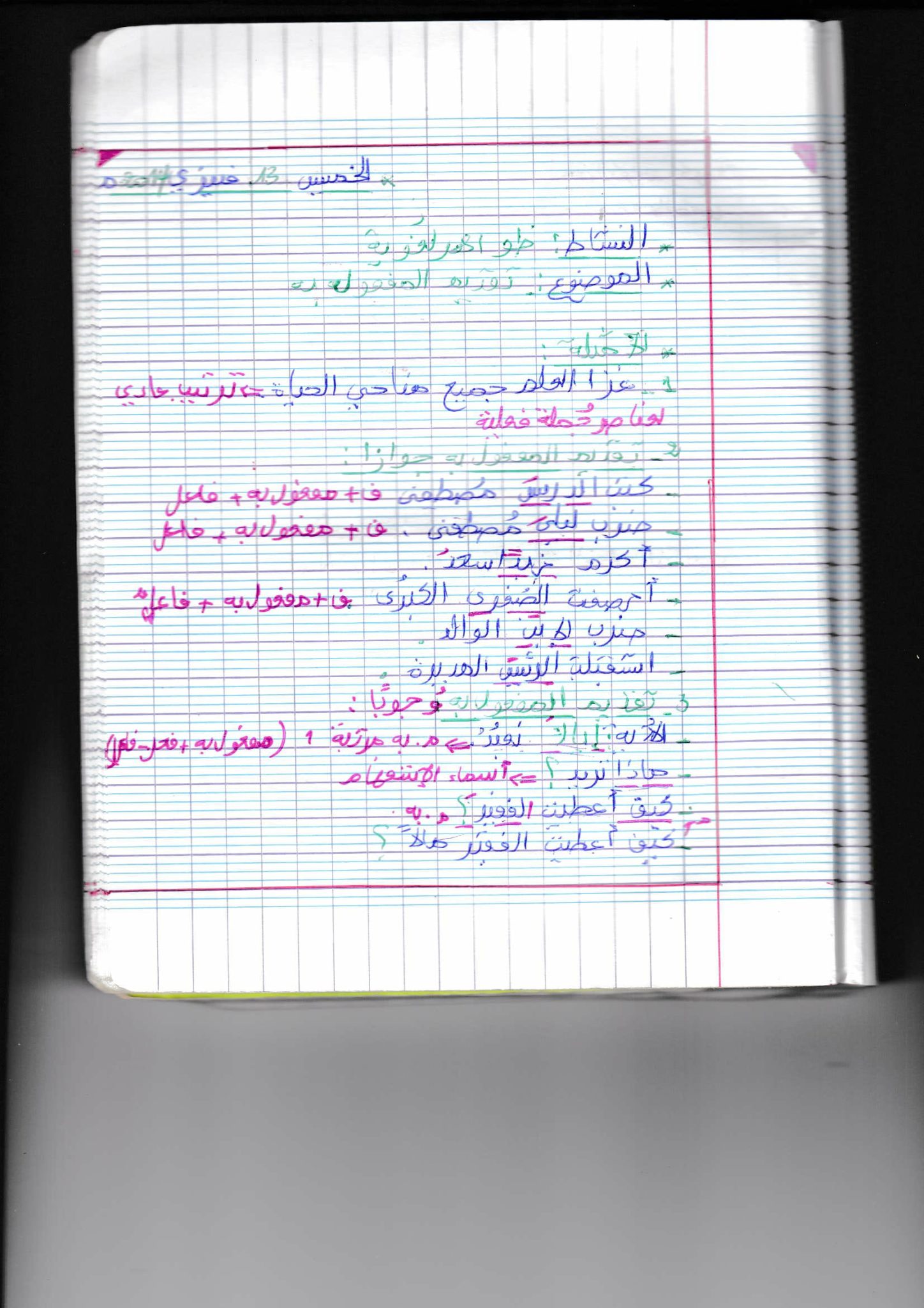 تقديم المفعول به