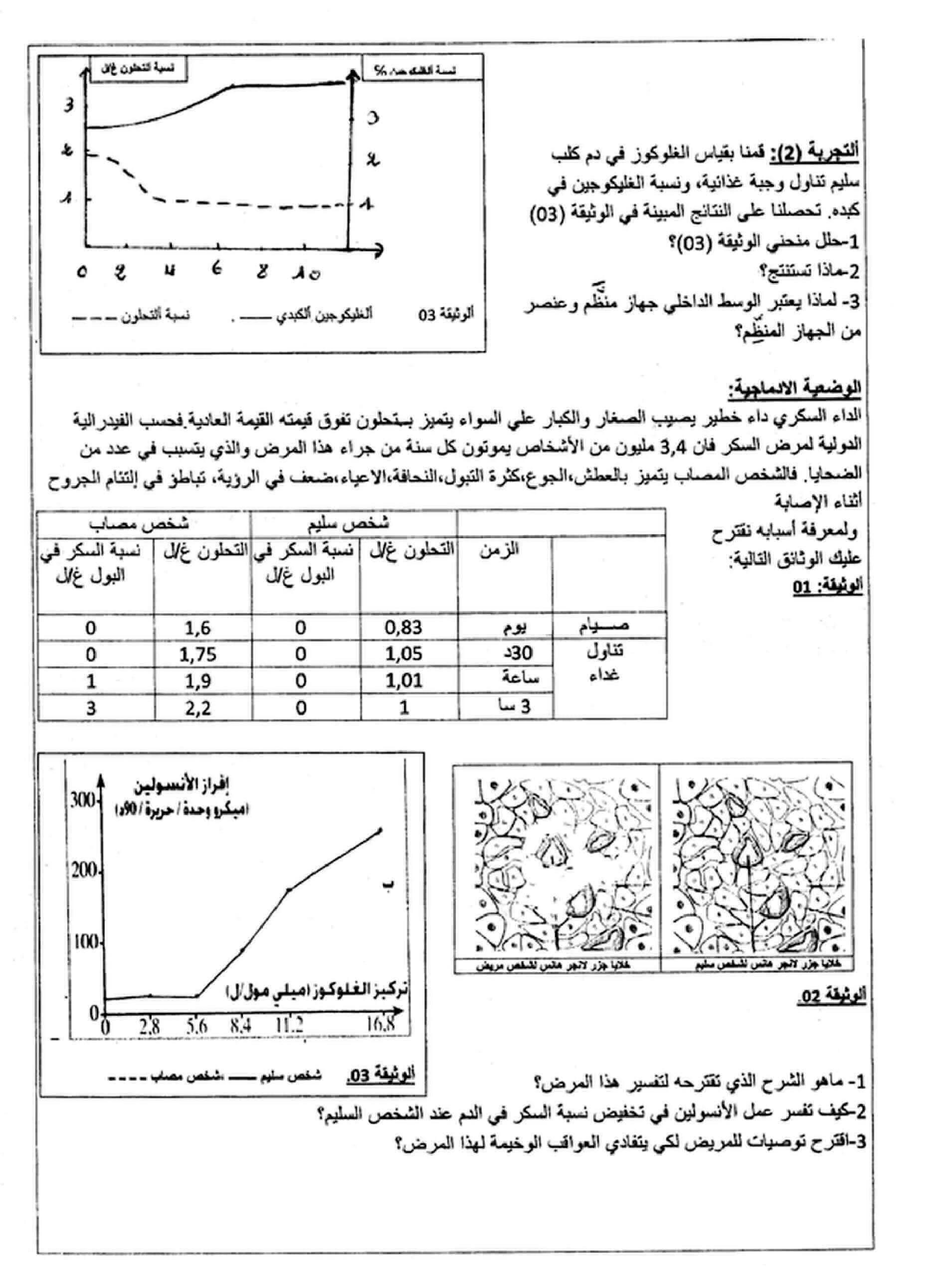 اختبار الفصل الاول في مادة العلوم الطبيعية للسنة الثانية ثانوي إختبار الفصل الاول في مادة اللعلوم الطبيعية والحياة للسنة الثانية ثانوي