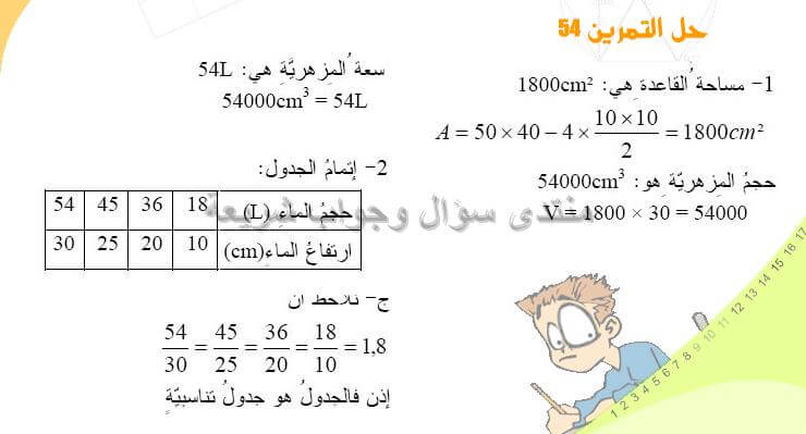 حل المسالة 54 ص 231 رياضيات 2 متوسط