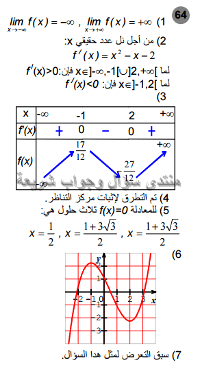 حل تمرين 64 ص 140 رياضيات 2 ثانوي