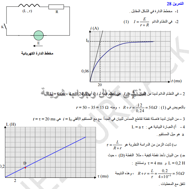 حل تمرين 28 ص 167 فيزياء 3 ثانوي